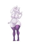  1girl anthro belly breasts caprine clothing echo_seed furry goat legwear mammal midriff navel nipples pussy simple_background stockings toriel undertale video_games white_background 