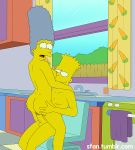  ass bart_simpson breasts dimples_of_venus eyelashes incest marge_simpson mother&#039;s_duty mother_and_son nipples nude open_mouth penis the_simpsons tongue yellow_skin 