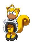  1girl anthro blush clothed clothing clothing_lift coolblue crossdressing embarrassed erection flying_squirrel fur furry hair maid_uniform male mammal penis precum presenting ray_the_flying_squirrel rodent sega simple_background skirt skirt_lift squirrel standing sweat testicles uniform 
