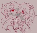  2_girls helltaker kissing malina_(helltaker) saliva ungulatr yuri zdrada_(helltaker) 