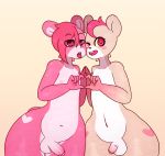  2016 anthro bear blush canine clothing duo erection front_view fur furry girly hair half-closed_eyes heart humanoid_penis looking_at_viewer male mammal multicolored_fur navel nipples nude one_eye_closed open_mouth partially_retracted_foreskin penis pink_fur pink_hair pose simple_background small_penis smile somescrub standing strawbeary_j strawberry_shortcake teeth testicles tongue tongue_out two_tone_fur uncut white_fur wide_hips wink 