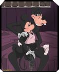  1boy 1girl after_sex anthro bed big_penis blush canine cum cum_drip disney goofy minnie_mouse mouse rodent tongue_out torinsangel 