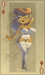  1girl 1girl 2016 anthro bear big_breasts billybaphomet breasts card cleavage clothed clothing disney furry mammal mature_female playing_card queen_of_diamonds rebecca_cunningham smile talespin underwear 