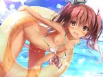  1girl 4:3_aspect_ratio ass bikini blue_sky blush breasts brown_eyes brown_hair cloud cloudy_sky dark_skin day hair_ornament hair_ribbon high_resolution innertube kantai_collection leaning_forward libeccio_(kantai_collection) long_hair na!?_(naxtuyasai) navel naxtuyasai nipples open_mouth outside posterior_cleavage ribbon side-tie_bikini sky small_breasts smile star_print summer sunlight swimsuit tanned tied_hair twin_tails wardrobe_malfunction water white_bikini white_swimsuit 