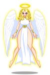  angel big_breasts breasts chess-man chess-man_(artist) comx comx_(artist) female halo purple_eyes solo white_background wings yellow_hair 
