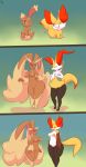  1girl anthro braixen breasts buneary delphox duo fennekin furry immortalstar inner_ear_fluff inverted_nipples lopunny nintendo nipples one_eye_closed orange_eyes pokemon pokemorph pussy red_eyes smile tongue tongue_out video_games wide_hips 