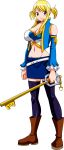 ale-mangekyo big_breasts breasts cleavage crossover fairy_tail female keyblade kingdom_hearts lucy_heartfilia solo weapon
