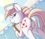 1girl anus ass blue_eyes cutie_mark earth_pony female female_only friendship_is_magic indoors looking_at_viewer my_little_pony nude nurse nurse_redheart nurse_redheart_(mlp) pony presenting_hindquarters pussy solo tail 