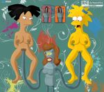  amy_wong bender_bending_rodriguez breasts clitoris crossover futurama maggie_simpson pubic_hair pussy the_simpsons yellow_skin 