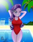  1_girl 1girl breasts danielita equestria_girls female female_only friendship_is_magic long_hair looking_at_viewer mostly_nude my_little_pony one-piece_swimsuit one_eye_closed red_swimsuit solo standing starlight_glimmer starlight_glimmer_(mlp) swimsuit 