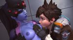  2_females 2_girls 2girls big_breasts breast_sucking breasts duo exposed_breasts female female/female female_human female_only leeterr looking_at_each_other multiple_girls nipples overwatch tracer_(overwatch) widowmaker yuri 
