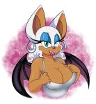  1girl 2016 alpha_channel anthro bat breasts cleavage clothed clothing ear_piercing female female_only furry heart huge_breasts large_breasts mammal omegasunburst one_eye_closed piercing rouge_the_bat sega smile sonic_(series) wings wink 