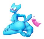 1girl anthro anus ass blue_fur blush breasts cartoon_network cat feet feline fur furry heart looking_back mammal mature_female milf naughty_jester_(artist) nicole_watterson nipples parent penis simple_background the_amazing_world_of_gumball white_background 
