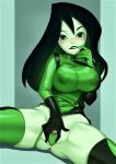  big_breasts bodysuit boots erect_nipples gloves kim_possible see-through shaved_pussy shego spread_pussy thighs 