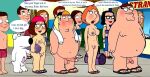  blushing brian_griffin chris_griffin dialogue erection family_guy lois_griffin meg_griffin peter_griffin public_nudity puffy_pussy red_anus uso_(artist) 