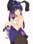  1girl big_breasts blue_eyes blush breasts bunny_ears bunny_girl cute hair long_hair looking_at_viewer moisture_(chichi) multicolored_hair nipples panty_&amp;_stocking_with_garterbelt stocking_(psg) tail 