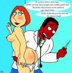 blushing crossover dialogue dr._julius_hibbert family_guy lois_griffin needle piss puffy_pussy red_anus soiled_panties the_simpsons uso_(artist)