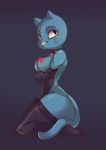  1girl anthro ass blue_fur breasts cartoon_network cat clothing collar elbow_gloves feline fur furry gloves legwear looking_up mammal mature_female milf nicole_watterson nipples parent pickletickle_(artist) stockings the_amazing_world_of_gumball 