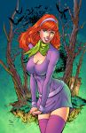  1girl breasts clothed daphne_blake dress female hairband looking_at_viewer red_hair scooby-doo stockings 