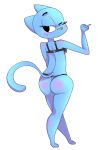  1girl 1girl anthro ass blue_fur blush cartoon_network cat clothing feline flutteringpie fur furry looking_back mammal mature_female milf nicole_watterson one_eye_closed panties parent pointing the_amazing_world_of_gumball underwear wink 