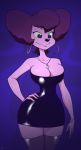  1girl 1girl 2016 anthro big_breasts breasts canine cleavage clothed clothing disney dress ear_piercing furry goof_troop mammal mature_female peg_pete piercing rogerbacon smile 
