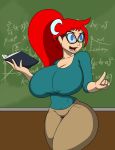  1girl big_breasts breasts chalkboard classroom cleavage female_only huge_breasts johnny_test mary_test massive_breasts solo_female teacher tomkat96 
