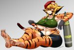  1girl 1girl anthro artillery_shell big_breasts breasts feline furry huge_breasts kemono mammal muscular saffron safurantora shell thick_thighs tiger weapon 
