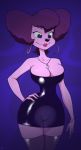  1girl anthro big_breasts breasts canine cleavage clothed clothing disney dress ear_piercing furry goof_troop lipstick mammal mature_female peg_pete piercing rogerbacon smile x-ray 