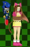 big_breasts bondage breasts cat_ears cat_tail catgirl cleavage crosscutter metal_sonic princess_sara_(sonic) rope sonic_(series) sonic_the_hedgehog:_the_movie