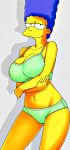  big_breasts bra breasts marge_simpson panties the_simpsons yellow_skin 