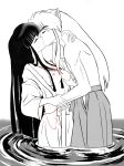  anime breasts canon_couple inuyasha inuyasha_(character) kikyo kissing manga see-through 