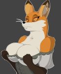  1girl 1girl anthro armello bare_shoulders big_breasts breasts canine cleavage clothed clothing fox furry inner_ear_fluff mammal rheumatism scarlet_(armello) 
