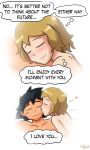 1_boy 1_girl ash_ketchum bed dark_gargo duo female human human_only kissing lying male nude pokemon pokemon_xy satoshi_(pokemon) serena serena_(pokemon) tumblr 