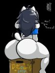 ass ass_focus back_view black_background box dark_background furry pawg pussy sitting sitting_on_box sitting_on_object solo solo_female temmie temmie_(undertale) text undertale undertale_(series) unseen_female_face