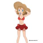  alluring beach bikini breasts hat looking_at_viewer pokemon pokemon_xy serena serena_(pokemon) skirt 
