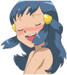 1girl bloggerman blue_hair blush breasts closed_eyes dawn dawn_(pokemon) female female_human female_only hikari_(pokemon) human nude open_mouth pokemon pokemon_(anime) solo transparent_background 
