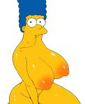  big_breasts blue_hair breasts fuckable huge_breasts looking_at_viewer marge_simpson milf nude pbrown the_simpsons whoa_look_at_those_magumbos yellow_skin 