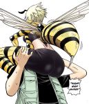  ass blonde_hair english_text monster_girl simple_background text wasp white_background 
