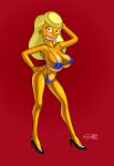  big_breasts bikini breasts cleavage milf super-enthused swimsuit the_simpsons titania_(the_simpsons) yellow_skin 