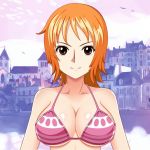  anime big_breasts bikini bra breasts looking_at_viewer nami one_piece orange_hair 