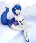  1girl 5_fingers anthro big_breasts blue_eyes blue_hair breasts cheongsam china_dress clothed clothing equine eyelashes furry hair horn looking_at_viewer mammal qipao simple_background skecchiart thick_thighs unicorn white_background wide_hips 