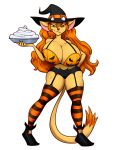 1girl 2016 alpha_channel anthro big_breasts breasts cat cleavage clothed clothing feline furry halloween holidays huge_breasts mammal riddleaellinea riddleaugust skimpy smile