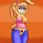  1girl anthro archie_comics armpits big_breasts breasts bunnie_rabbot dreamcastzx1 furry lagomorph mammal one_breast_out pussy rabbit sega simple_background 