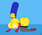  big_ass big_breasts big_nipples breasts gloves high_heels marge_simpson stockings the_simpsons yellow_skin 
