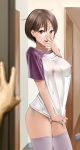  anime ass big_breasts breasts nipples non-nude panties shirt_pull stocking 