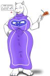  1girl 2016 alpha_channel anthro ass big_ass big_breasts breasts caprine closed_eyes clothing day-tripper-guy food furry goat hand_on_hip horn huge_breasts mammal mother parent pie simple_background slightly_chubby standing text toriel transparent_background undertale video_games voluptuous wide_hips 