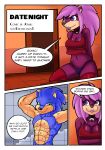  1girl abs absurd_res anthro armpits breasts comic dreamcastzx1 furry hedgehogs high_res joykill male sega shower sonia_the_hedgehog sonic_the_hedgehog sonic_underground text 