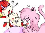 aeris_(vg_cats) breasts crossover feline feline_humanoid furry perverted_bunny pink_fur polly_esther pussy pussylicking samurai_pizza_cats vg_cats webcomic
