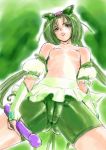  1girl akimoto_komachi bad_id bike_shorts breasts cameltoe cure_mint dildo eyelashes green_eyes green_hair komachi_akimoto magical_girl nipples precure pretty_cure solo topless xopc yes!_precure_5 yes!_pretty_cure_5 