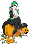  1girl 1girl 2016 alpha_channel anthro areola big_breasts breasts erect_nipples ferret furry halloween holidays mammal mostly_nude mustelid nipples yawg 
